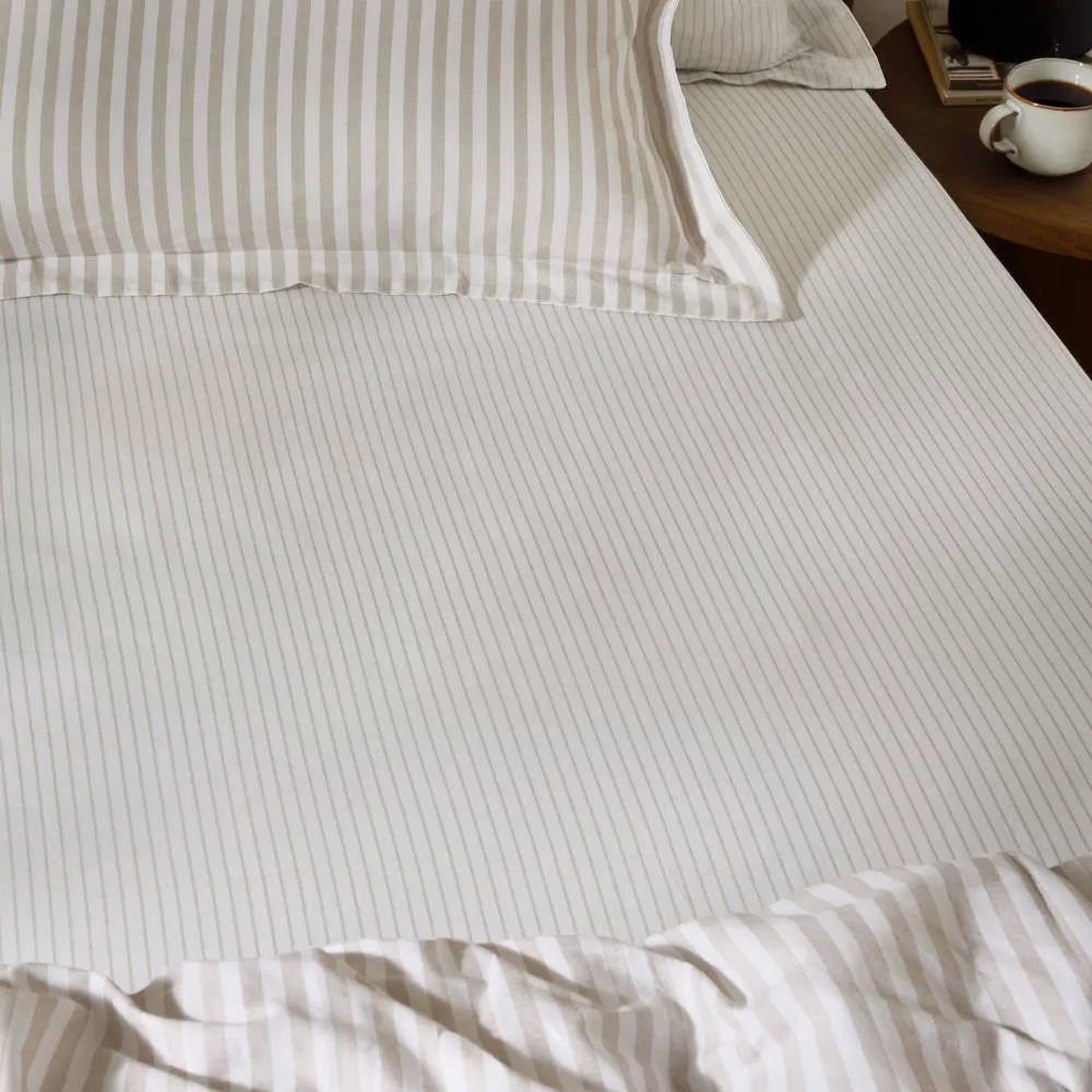 Yard Hebden Narrow Stripe 100% Cotton Fitted Sheet in Natural 2