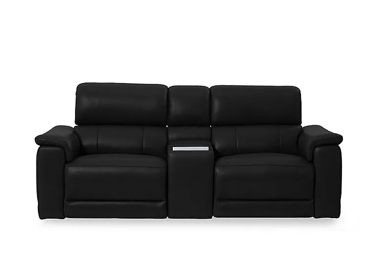 Genius Leather 2 Seater Power Recliner Media Sofa with Power Headrest, Power Lumbar and Heated Seats