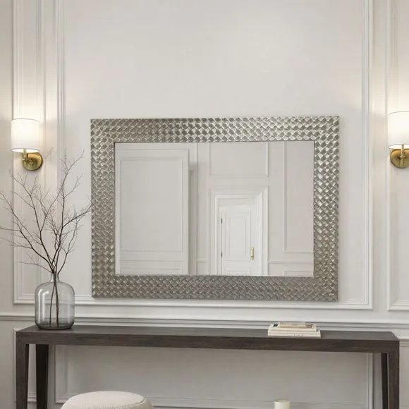 Yearn Hammered Frame Bevelled Rectangle Wall Mirror 1