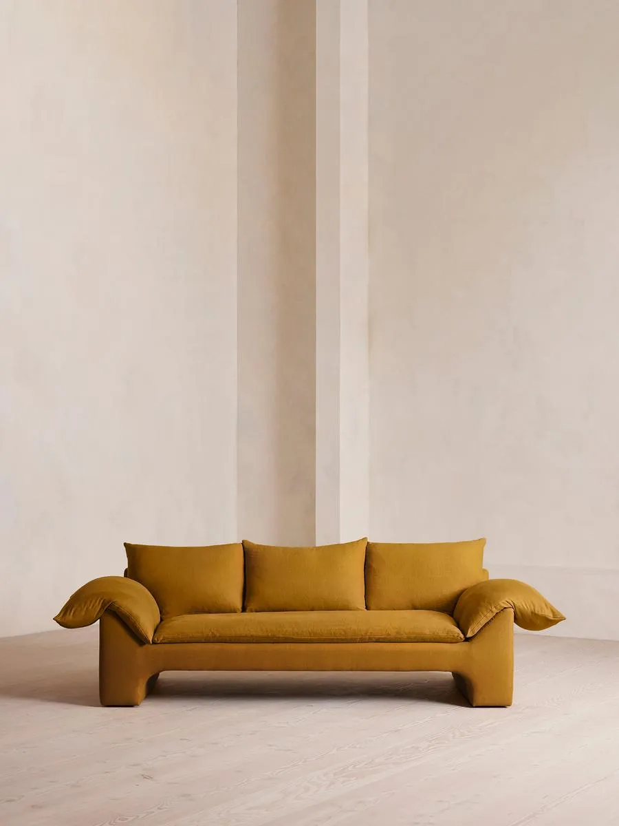 Wyatt Three Seater Sofa, Linen, Turmeric