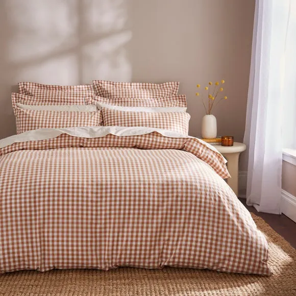 Portloe Woven Gingham 100% Cotton Duvet Cover & Pillowcase Set 1