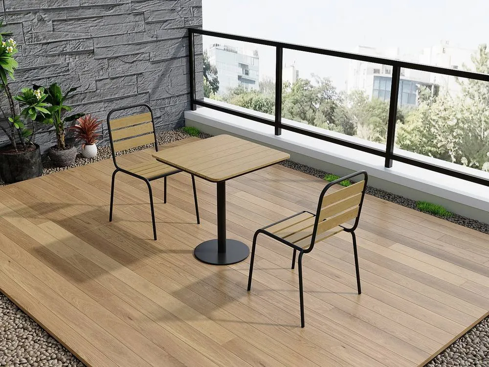 Vente-unique Square Garden Table W.70 Cm In Polywood & Metal - Black - LYLIOS By 4