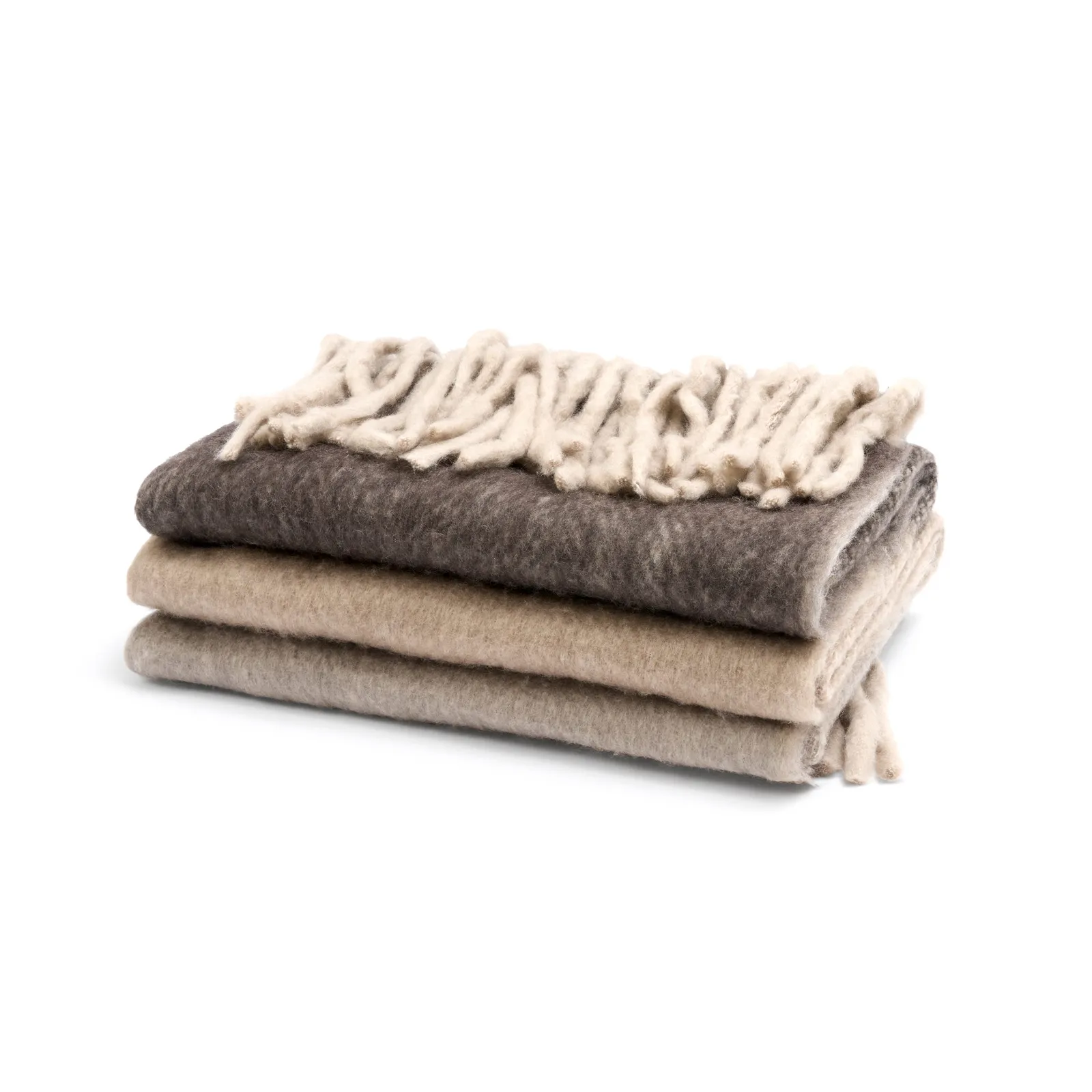 Wool Blend Tasselled Throw - Flint / Black