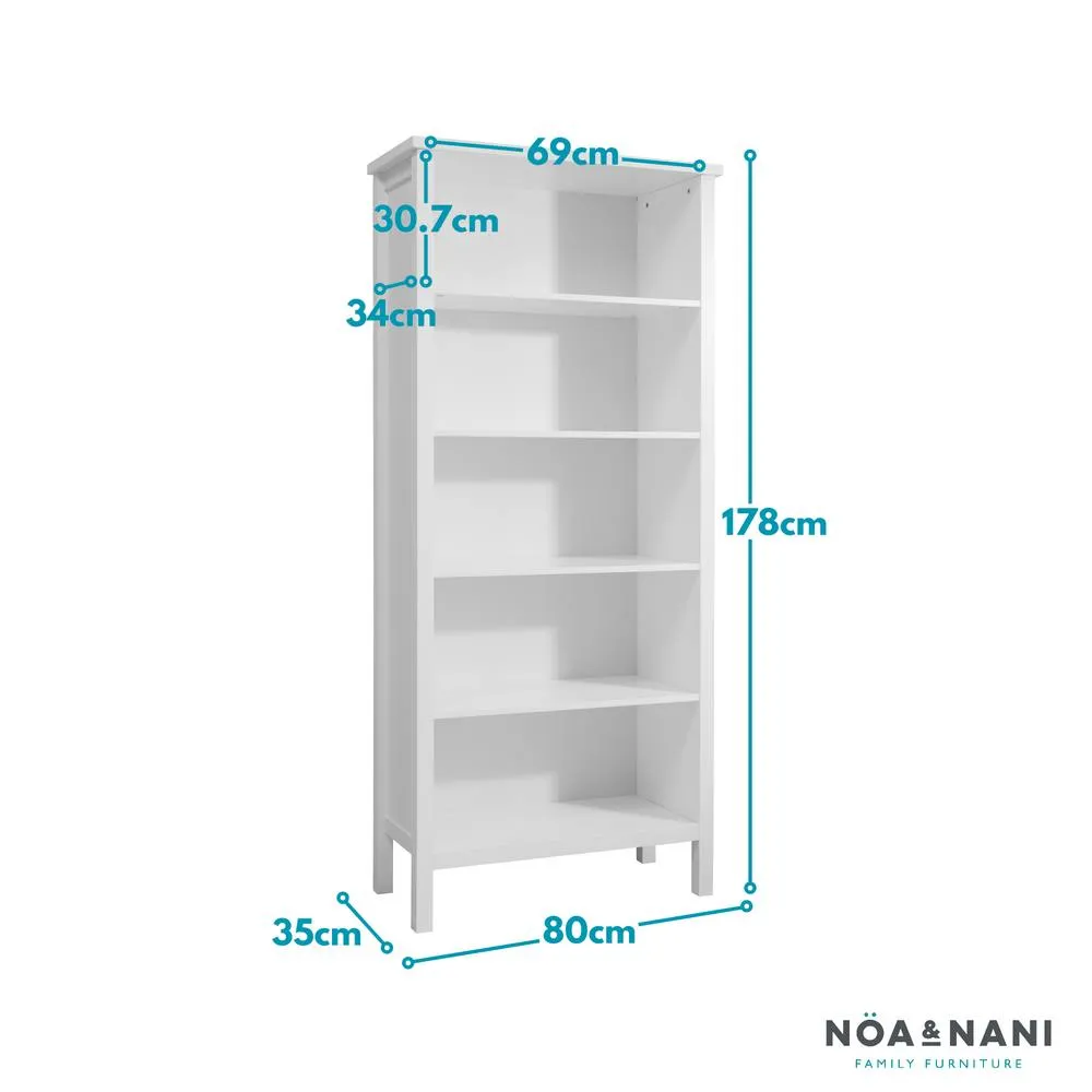 Nöa and Nani Hemming 5 Tier Tall Bookcase in White 5