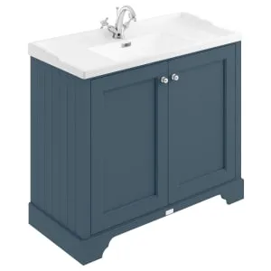 Bayswater Victrion Stiffkey Blue Traditional Freestanding Vanity Unit & White Recessed Basin - 1000mm