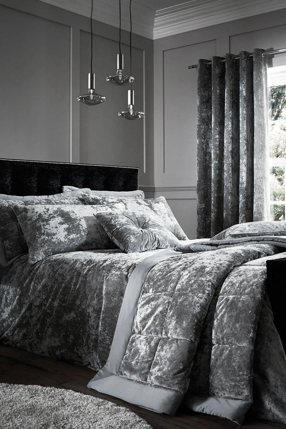 Crushed Velvet King Duvet Set