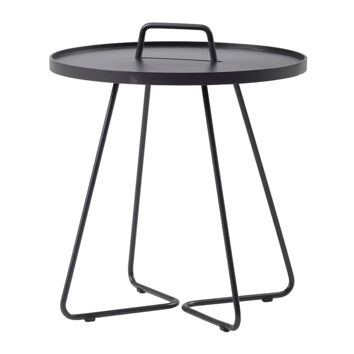 Cane Line On The Move Large Side Table, Round, Black Metal | Barker & Stonehouse 3