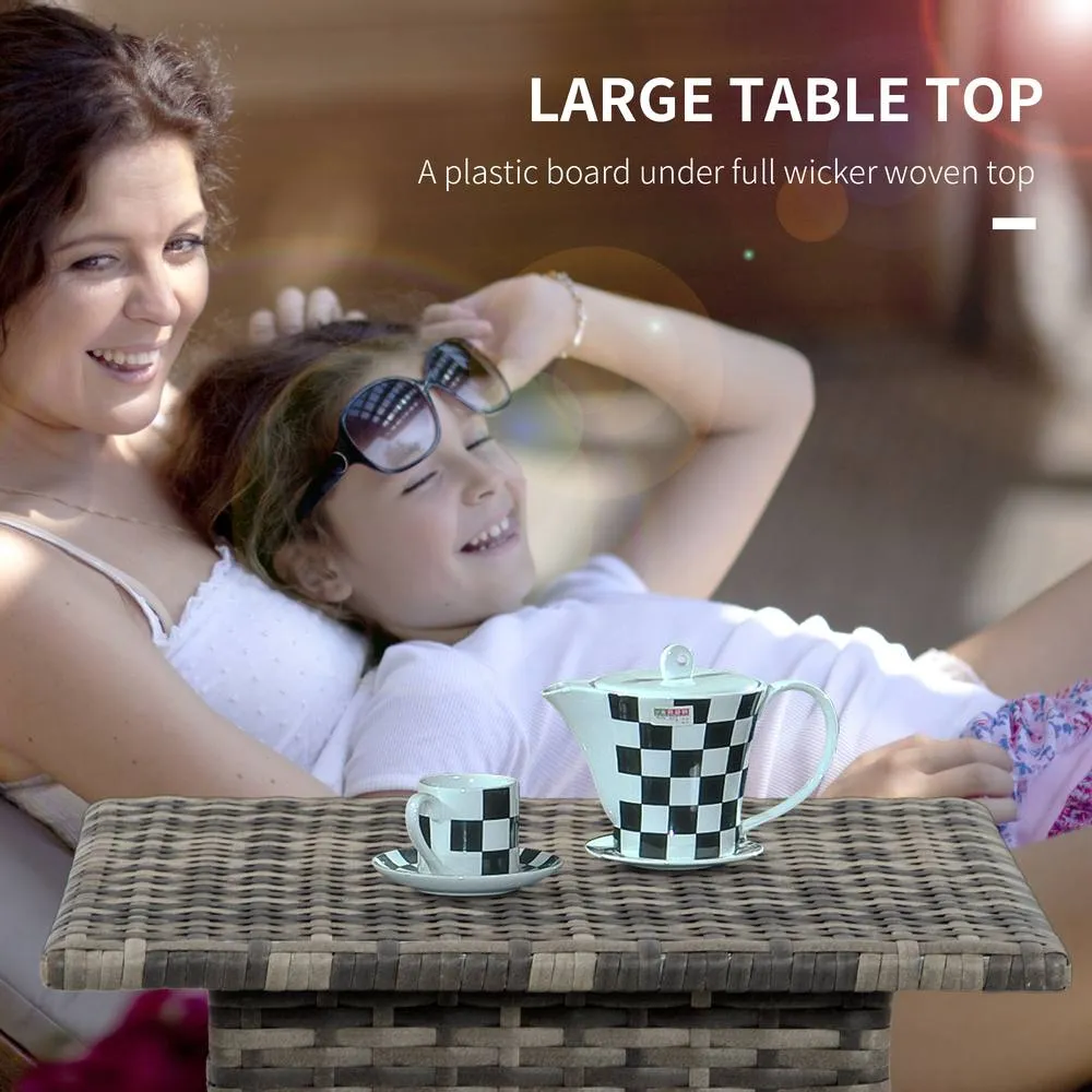 OUTSUNNY PE Rattan Outdoor Coffee Table, Easy Match Rattan Side Table in Grey 6