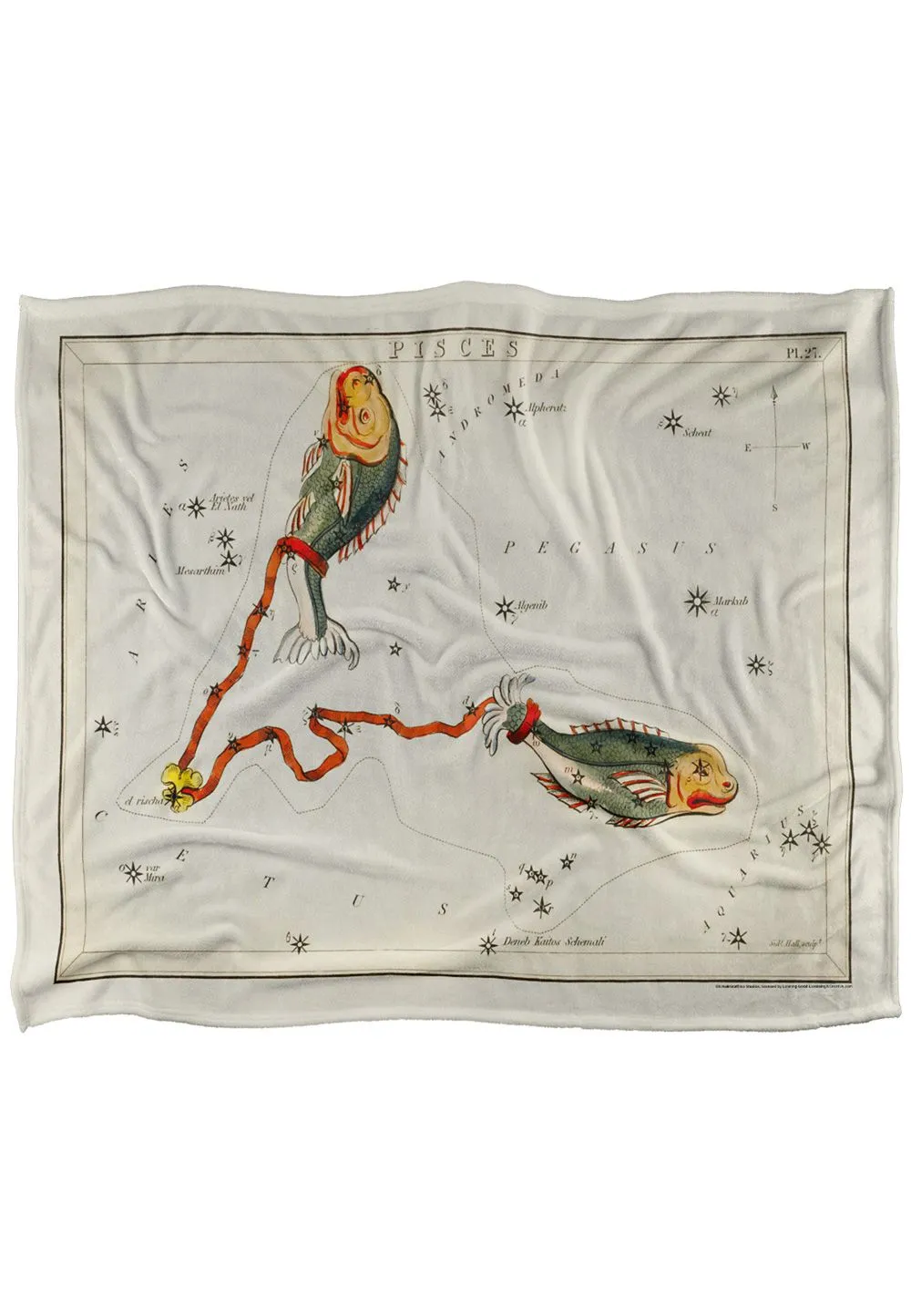 Graffitee Studios Vintage Pisces Zodiac Silky Touch Super Soft Throw Blanket 152 X 127 cm in White
