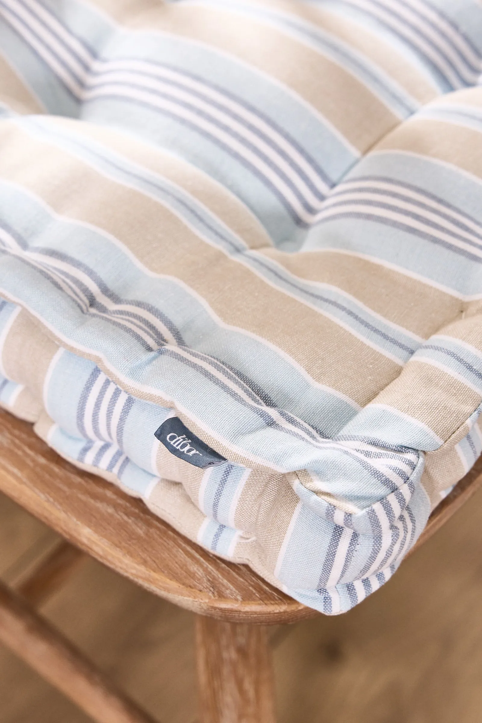 Dibor Set of 2 Blue Striped Chair Seat Pad Box Cushions 40x40cm 4