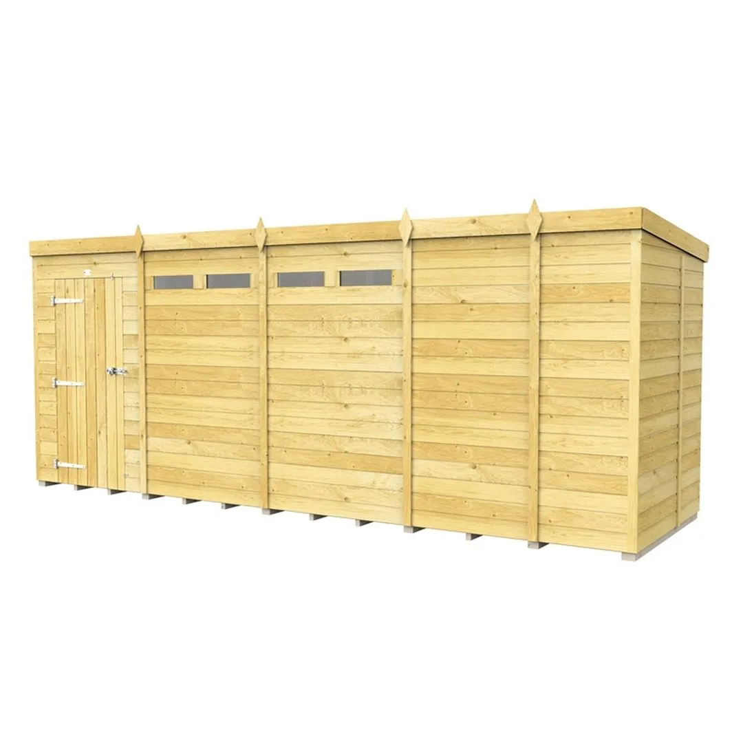 Buttercup Farm 17 x 5 Feet Pent Security Shed - Single Door - L147 x W492 x H201 cm in Brown