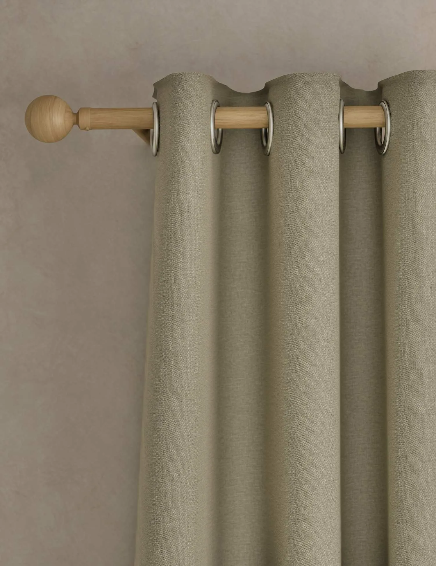 M&S Brushed Eyelet Ultra Thermal Blackout Curtains Neutral
