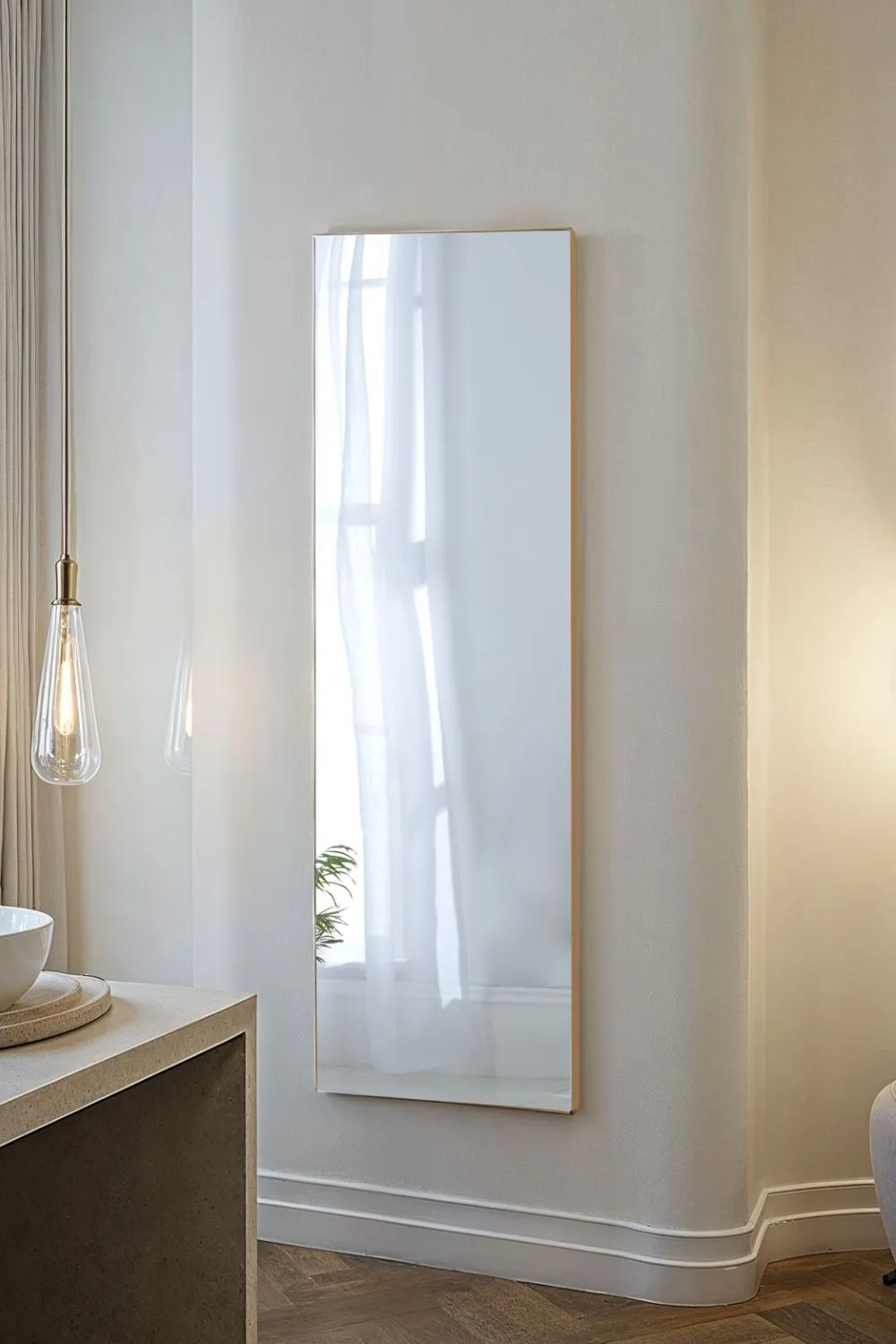 Yearn Mirrors Simple Full Length Frameless Mirror Gold 170x60cm