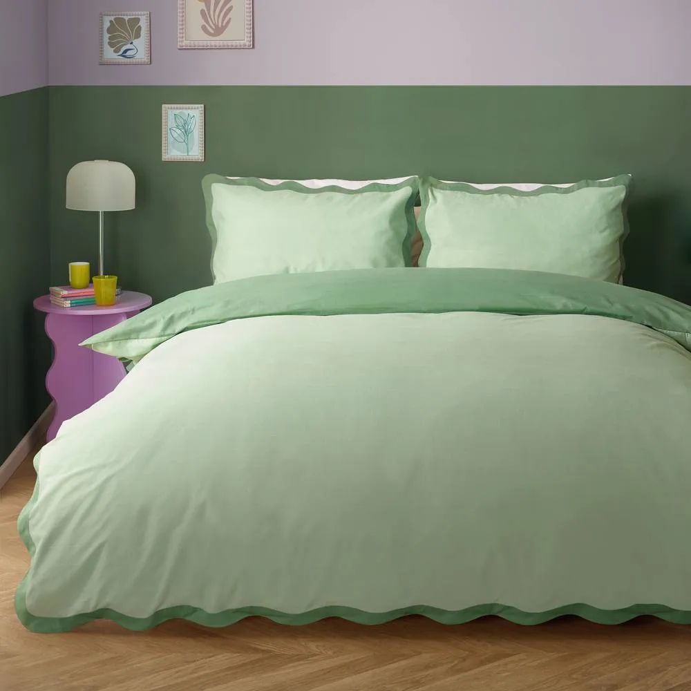 Furn Wiggle Scallop Duvet Cover Set in Green
