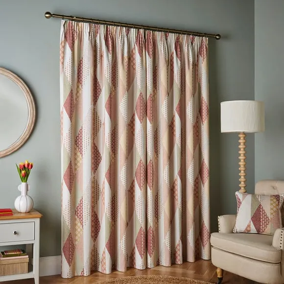 Patchwork Print Pencil Pleat Curtains 4