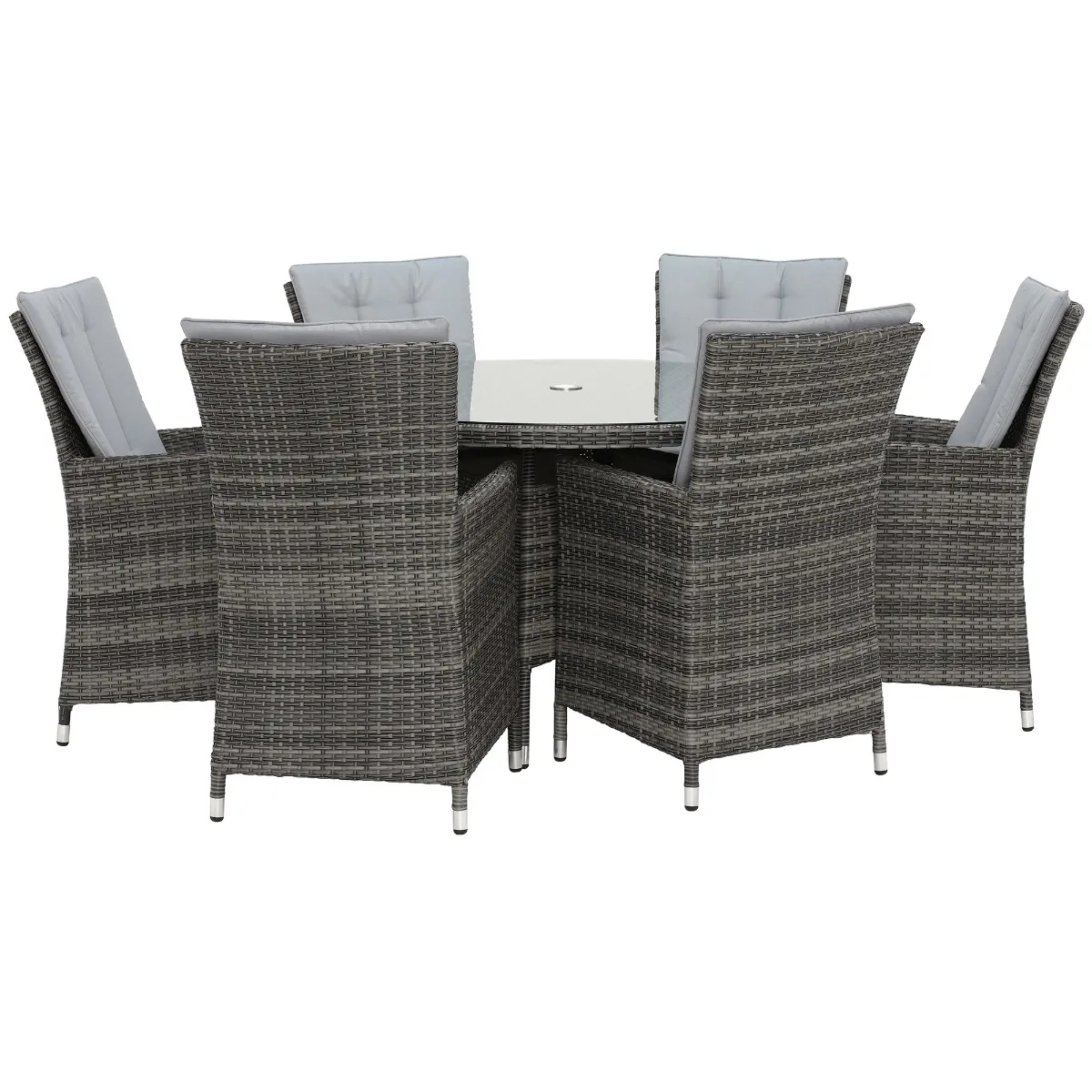 Cromer 6 Seat Round Garden Dining Set, Grey