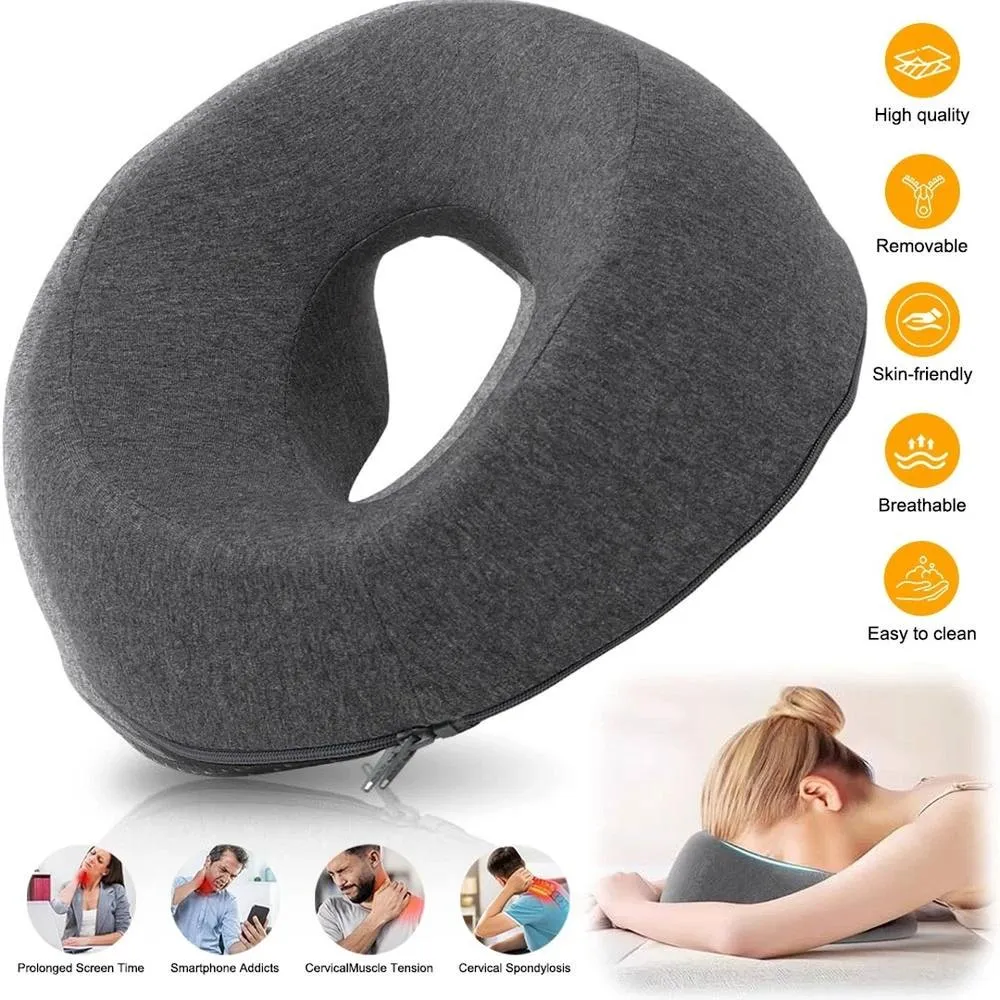 NESTLUNE Breathable Hollow Face Down Prone Pillow in Grey