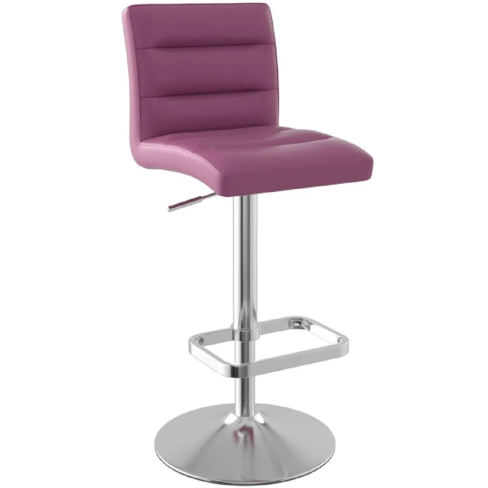 netfurniture Swank Brushed Steel Bar Stool With Faux Leather Padded Seat Purple 3