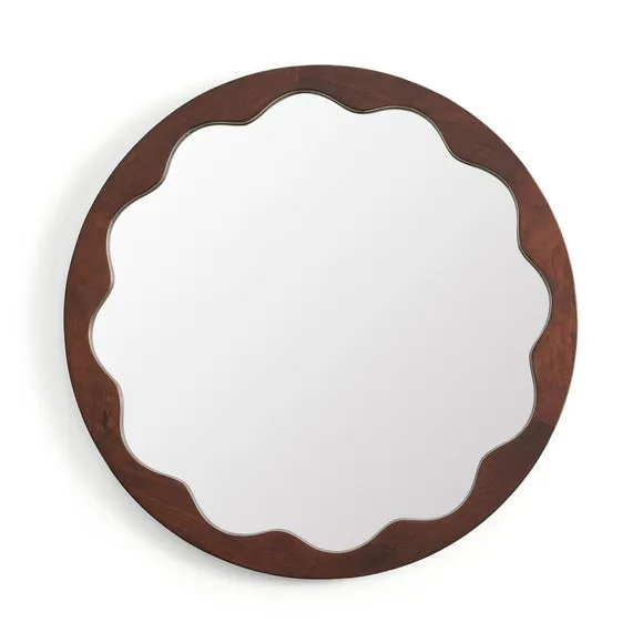 Penelope Round Fluted Wooden Wall Mirror 3