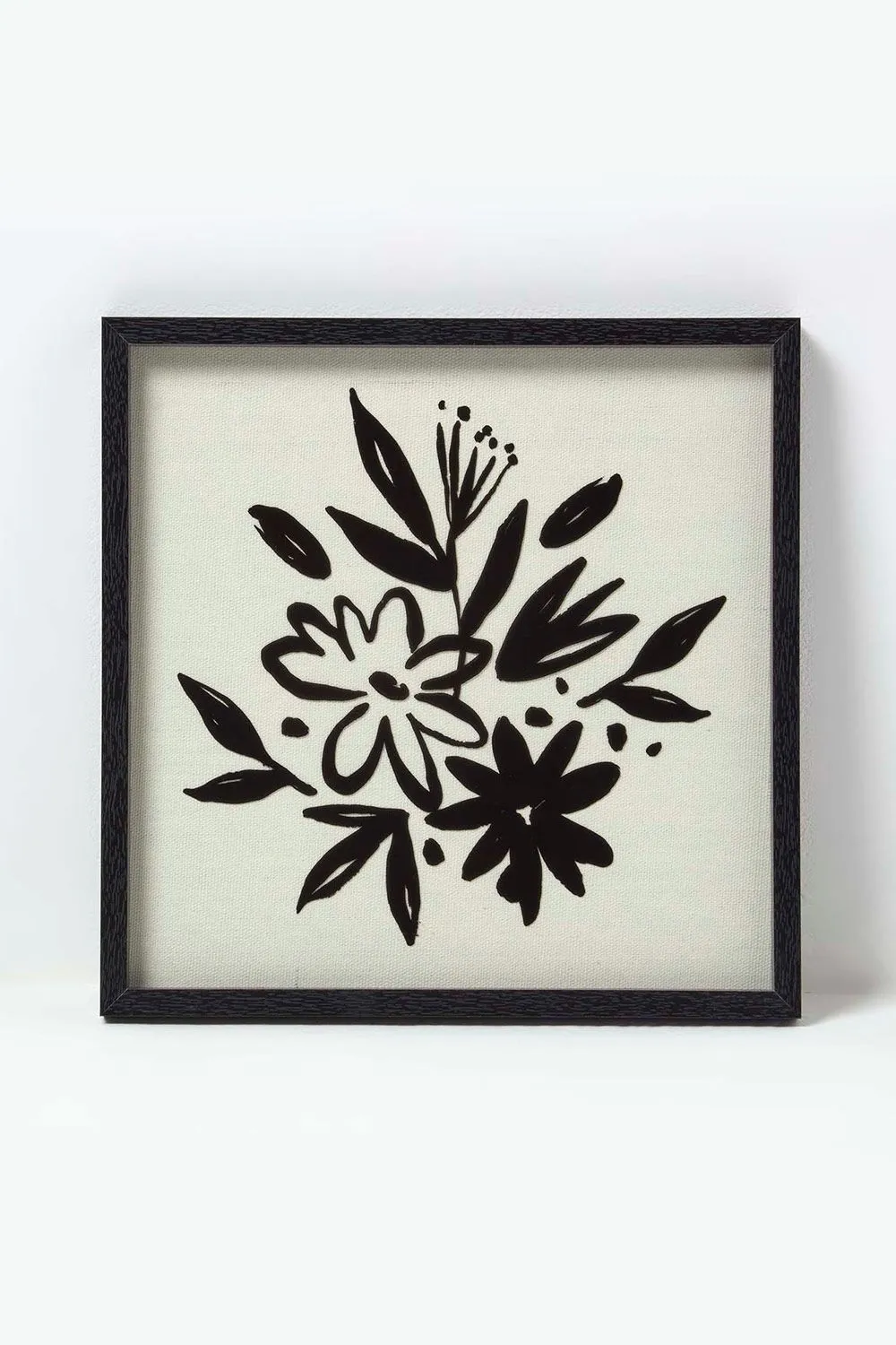Homescapes Set of 2 Black Linen Flower Wall Art 2