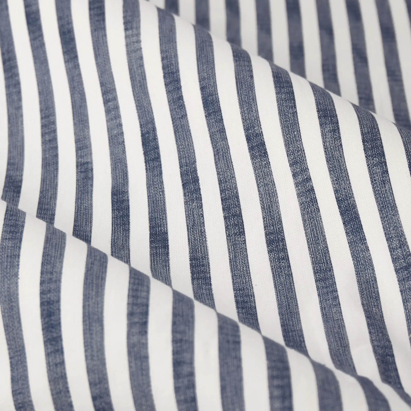 Yard Hebden Striped 100% Cotton Lined Eyelet Curtain Pair in Blue 5