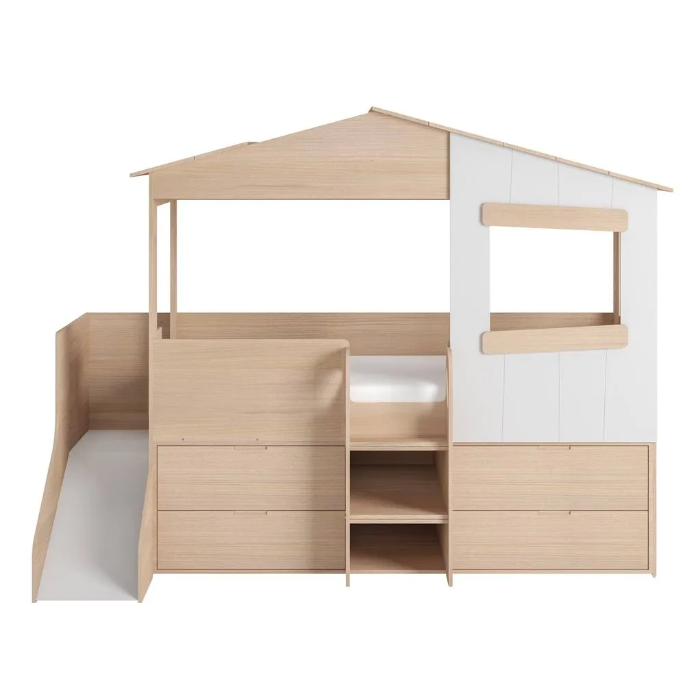 Flair Dreamland House Midsleeper with Slide & Storage in Brown 5