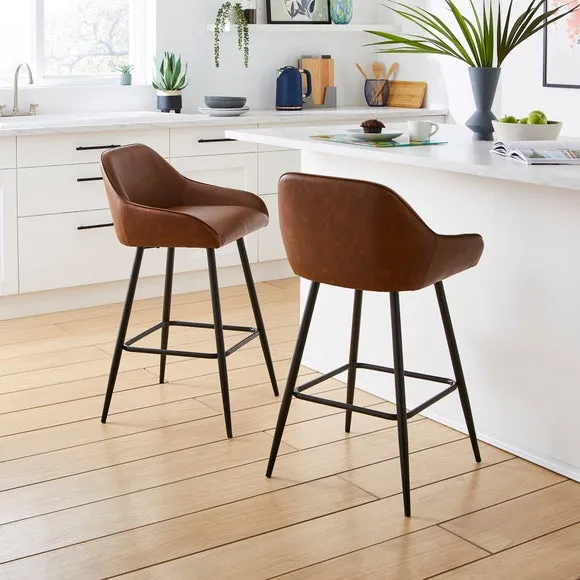 Radleigh Bar Stool, Faux Leather Tan 2