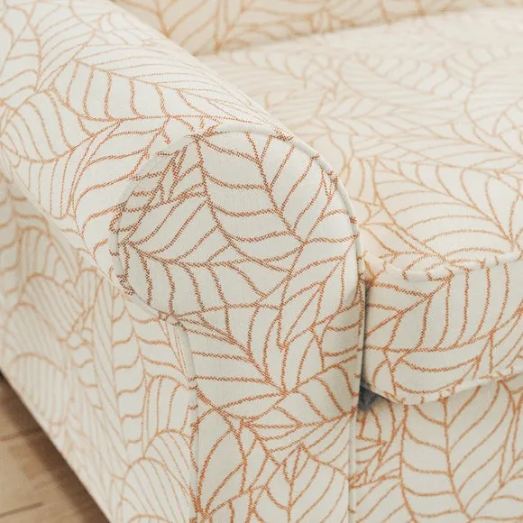 Flori Woven Leaf Fabric 3 Seater Sofa 5