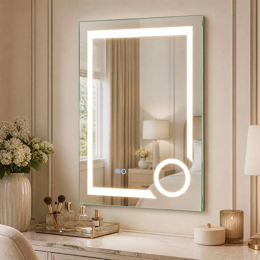 Costway 3X Magnifying Mirror Vertical Dimmable LED Lighted Bathroom Mirror in Silver 4
