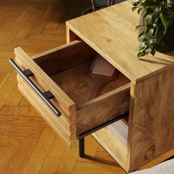 Bryant Compact Bedside Table, Mango Wood Effect 3