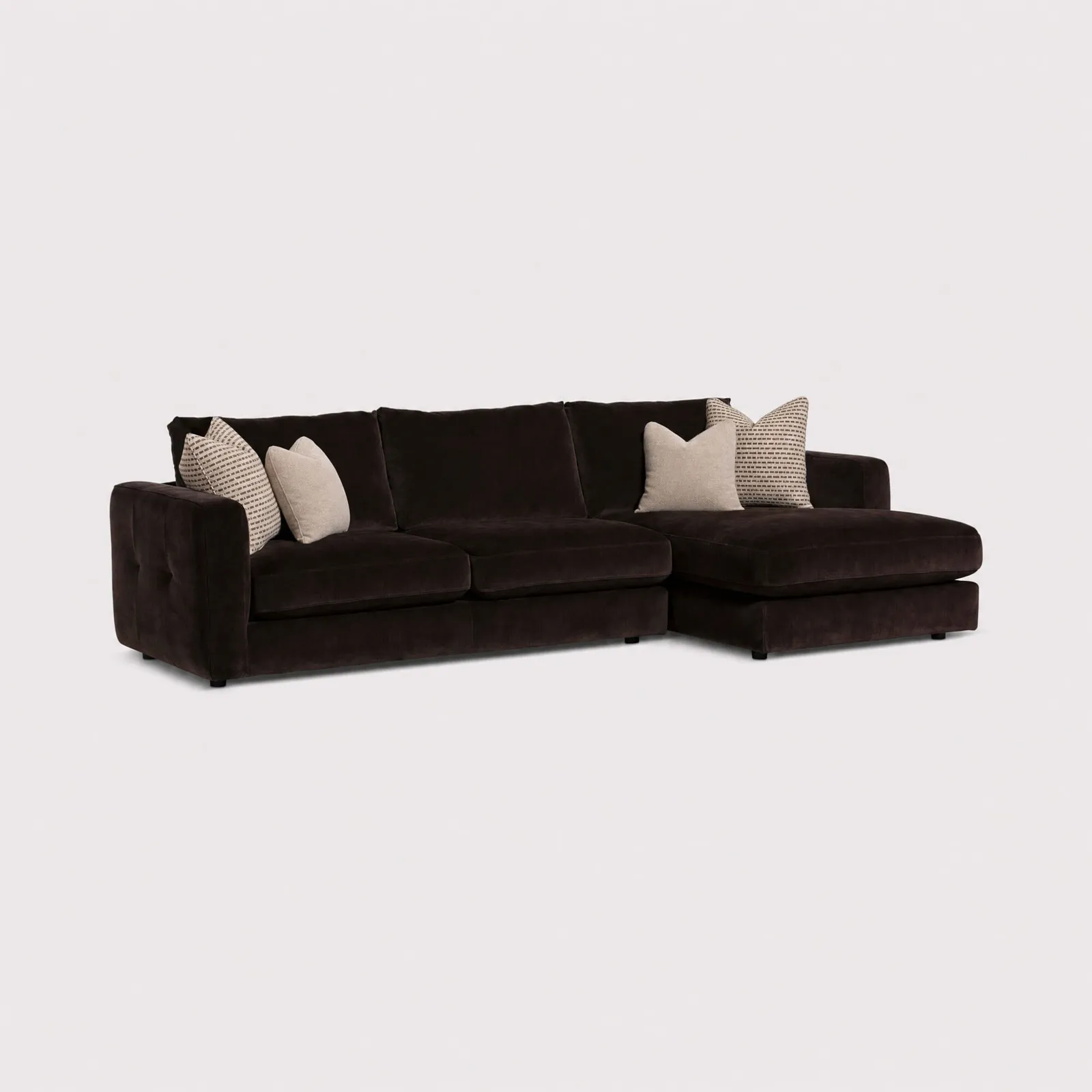 Bosham Large Chaise Corner Sofa Rhf, Brown Fabric | Barker & Stonehouse