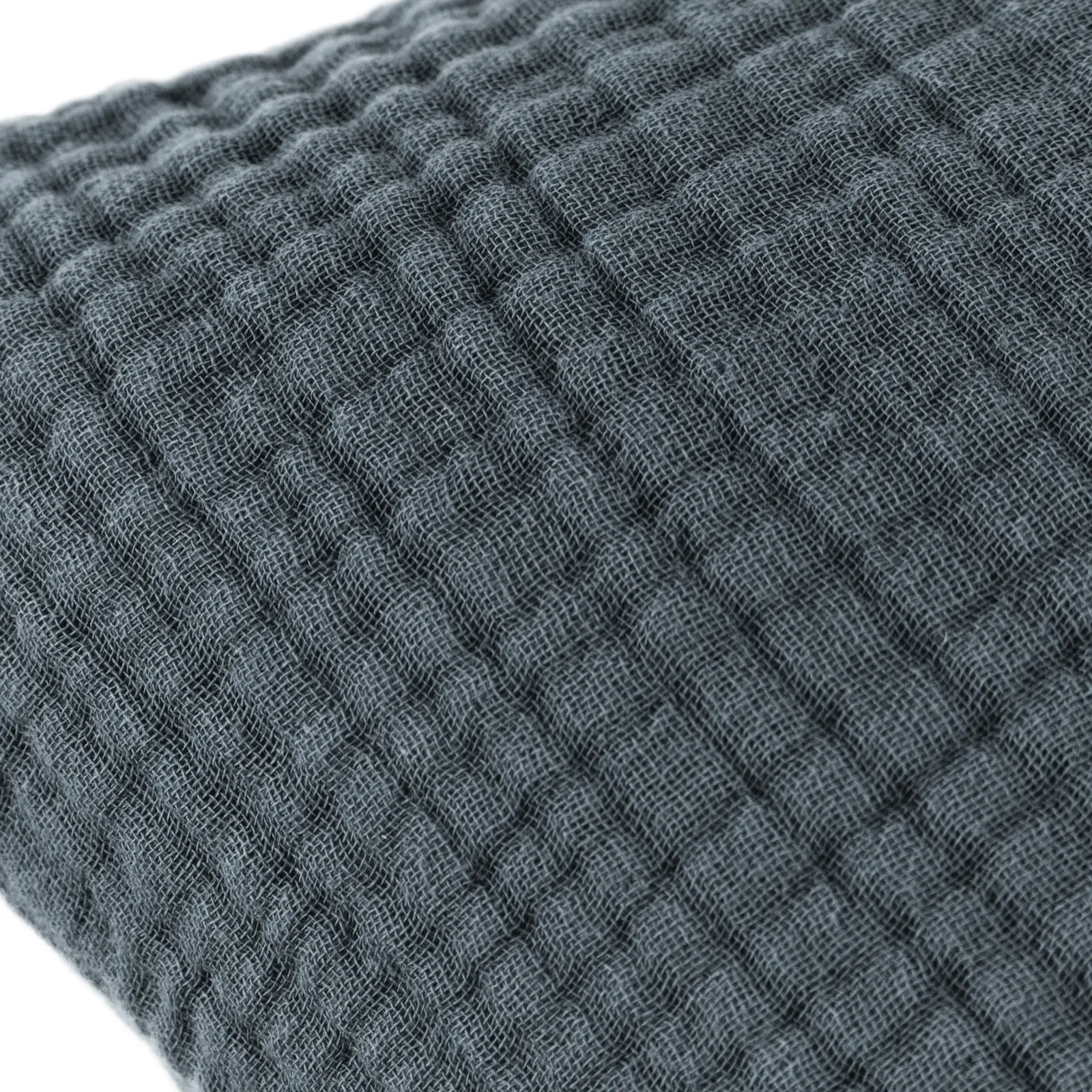 Yard Lark Muslin 100% Cotton Plain Cushion in Dark Blue 4