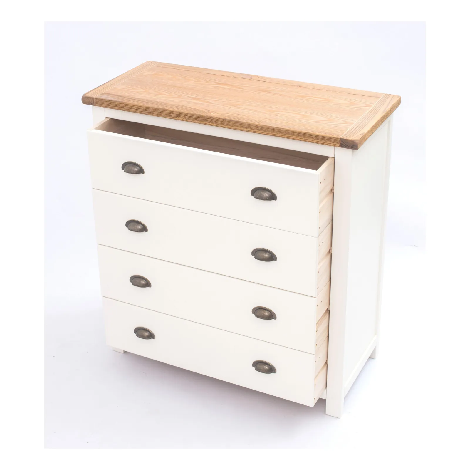 Cabinet Bits Lovere 4 Drawer Chest of Drawers Brass Cup Handle in Off-White 4