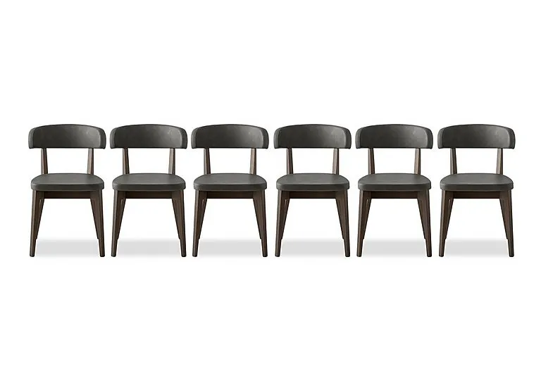 Siren Set of 6 Smoke Wooden Leg Dining Chairs