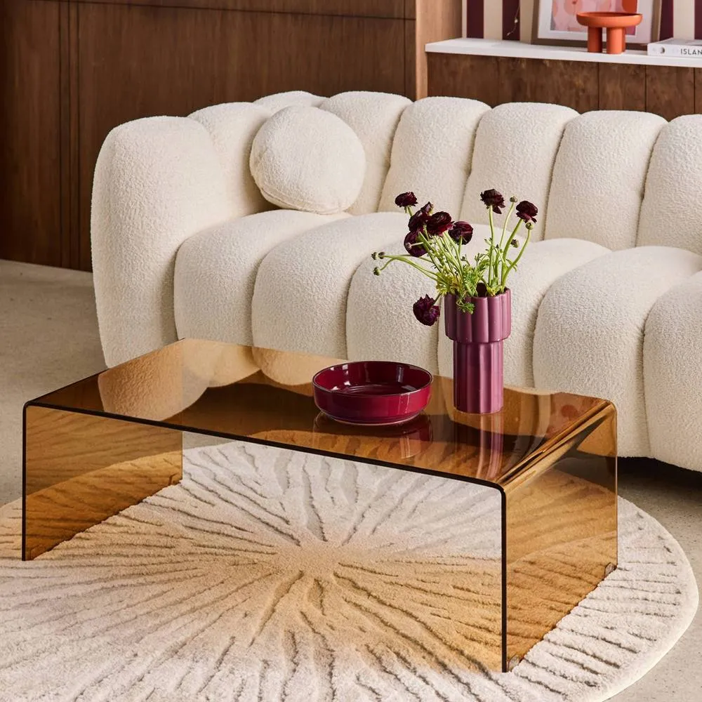 sweeek Rectangular coffee table tempered glass in Amber 4
