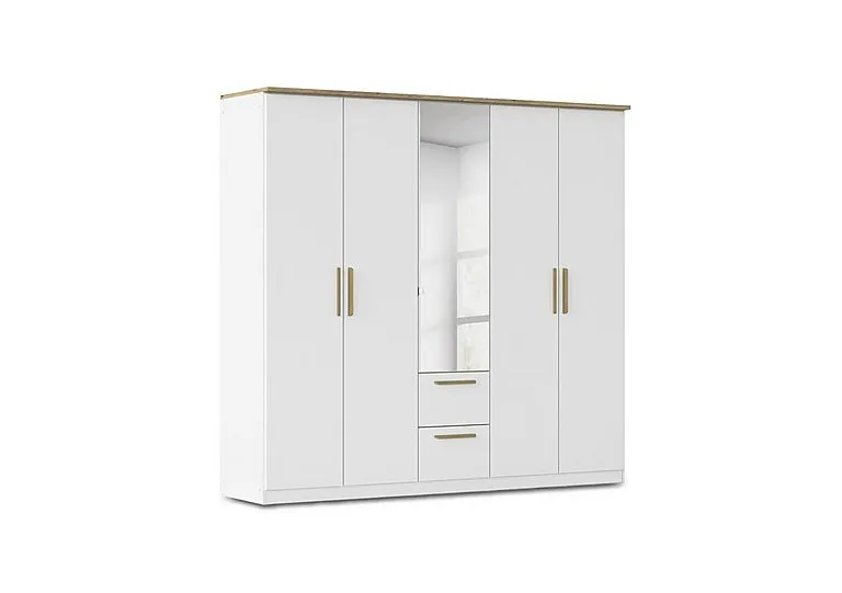 Flavia 226cm 5 Door Decor Combi Hinged Wardrobe with Mirror Door