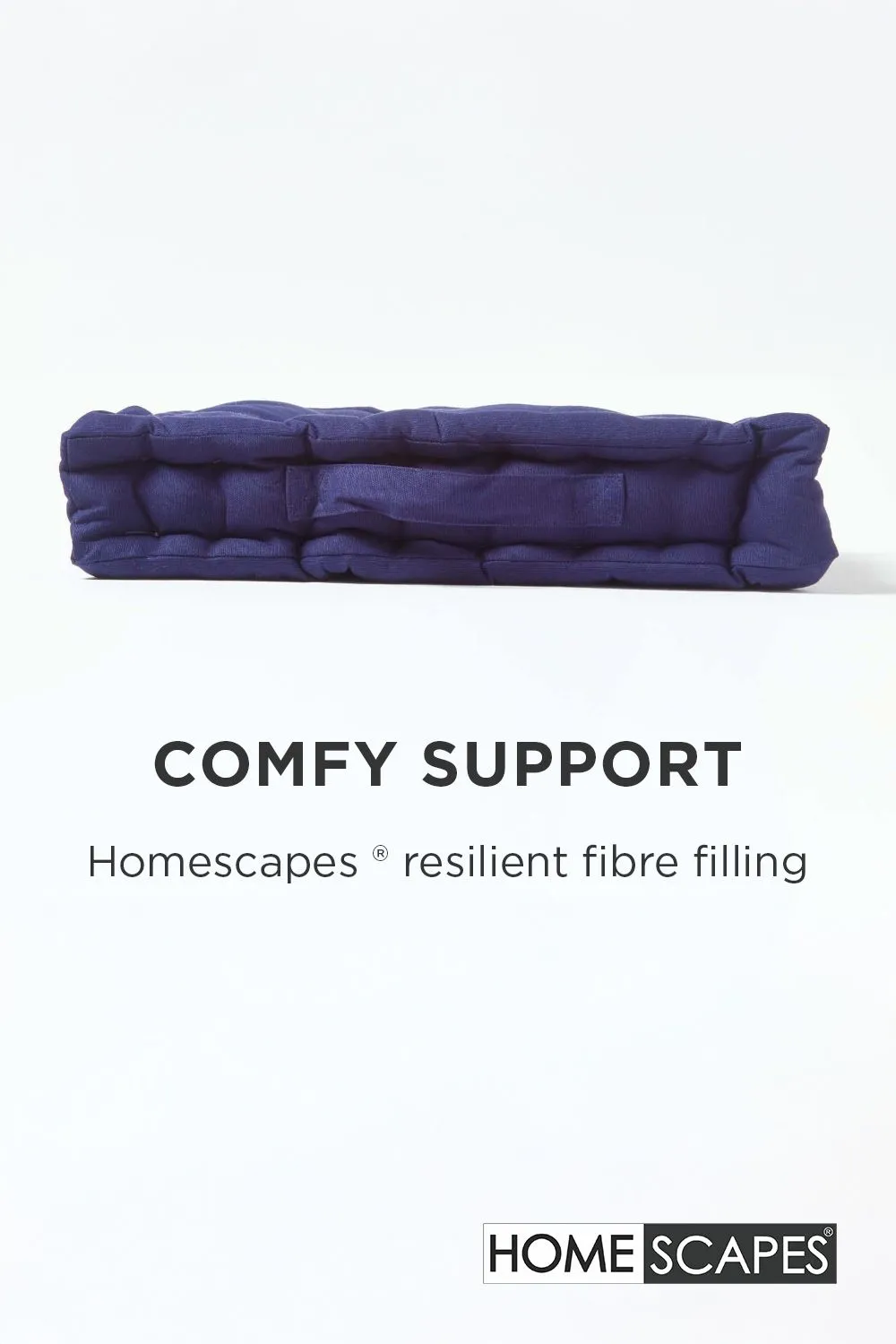 Homescapes Plain Cotton Floor Cushion in Navy 4