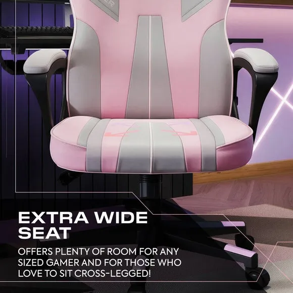 X Rocker Tempest Pink & Grey Office Gaming Chair 3