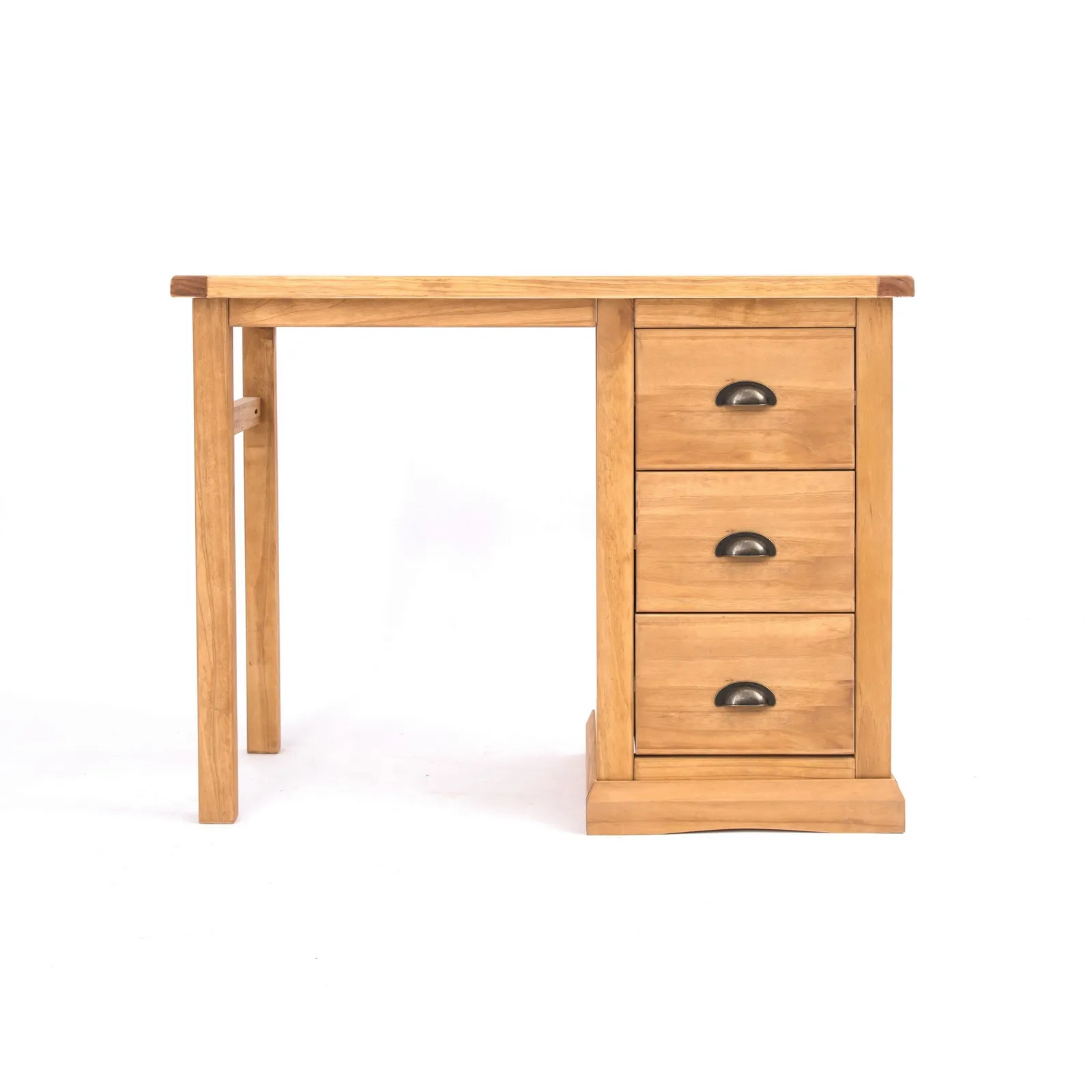 Cabinet Bits Lucca 3 Drawer Desk - Dressing Table Brass Cup Handle in Light Brown