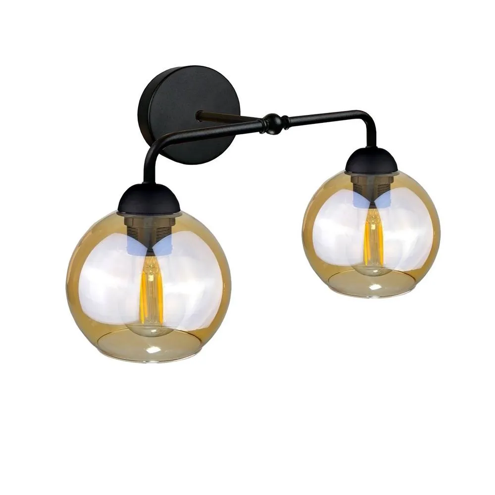 Netlighting Melle Wall Lamp Black 23cm 2x E27