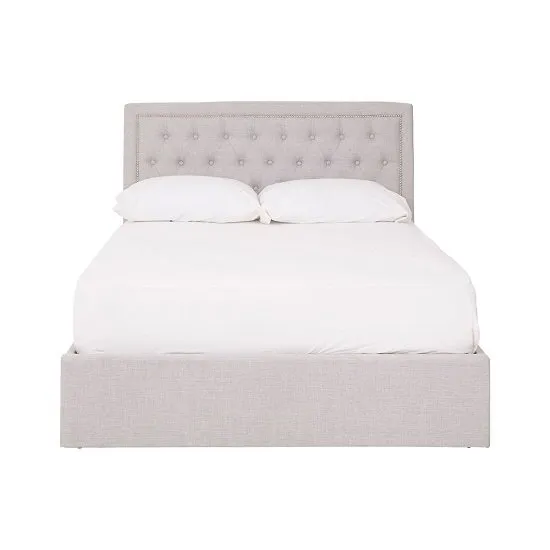 Edasich Fabric Ottoman Double Bed in Light Grey