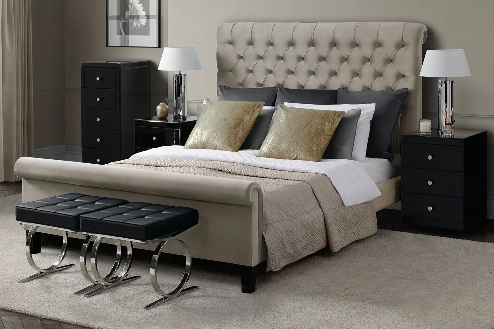 AMARE Upholstered Bed - Latte