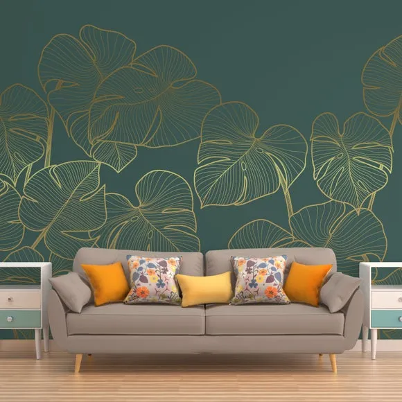 Leaves Mural Emerald Wall Mural