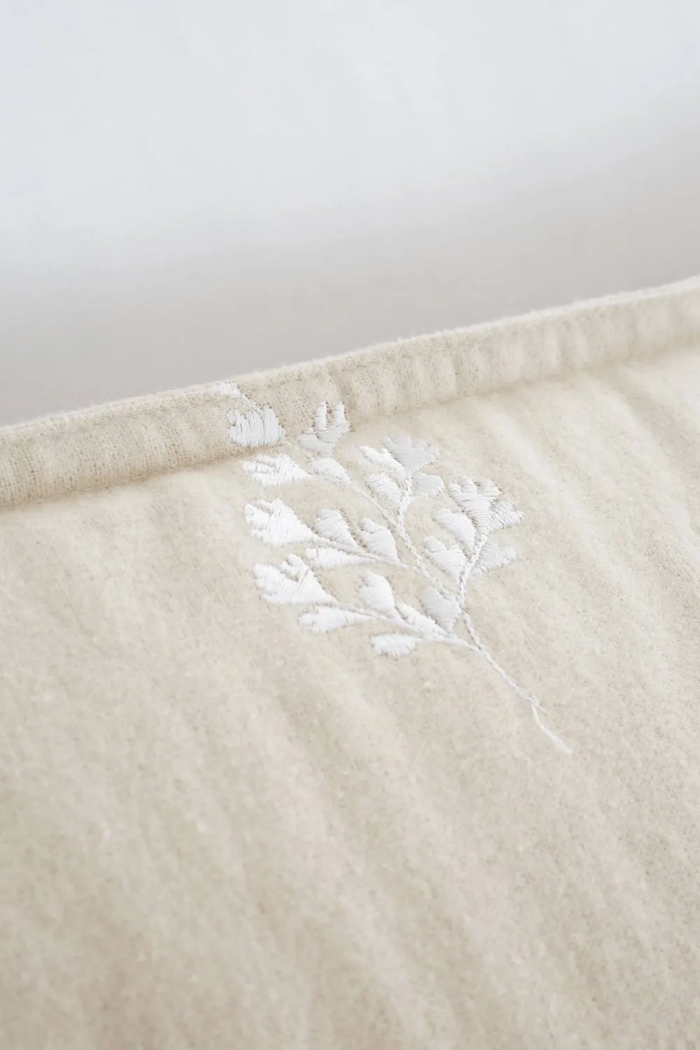 Bianca 'Brushed Embroidery Leaf' Cotton Duvet Cover Set in Natural 3