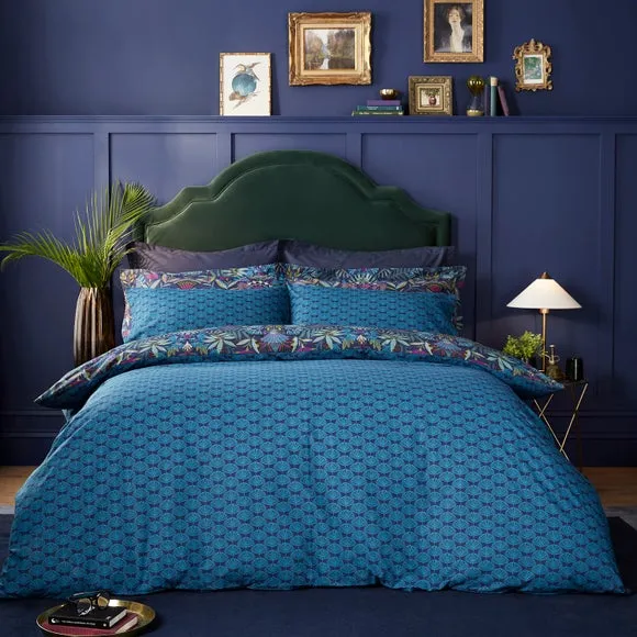 Lucille Navy 100% Cotton Duvet Cover & Pillowcase Set 4