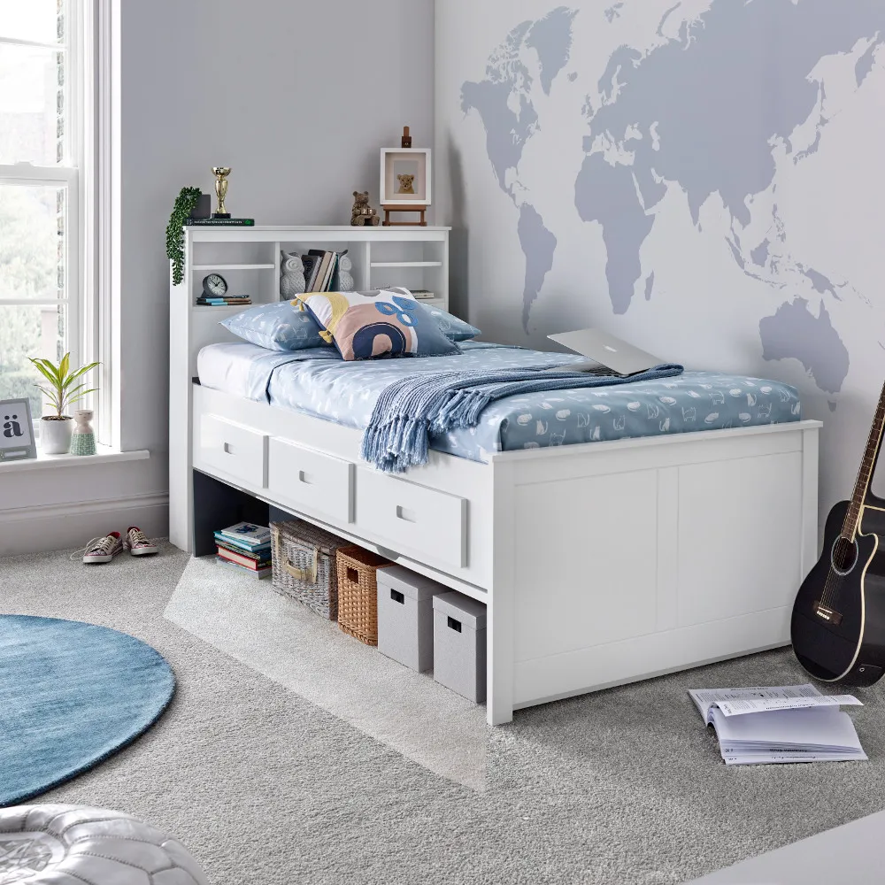 Veera - Single - Guest Day Bed - White - Wooden - 3ft - Happy Beds 1