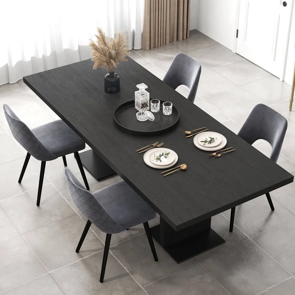 Costway Dining Chair Set of 2 Upholstered Chair Foot Pads in Grey 6