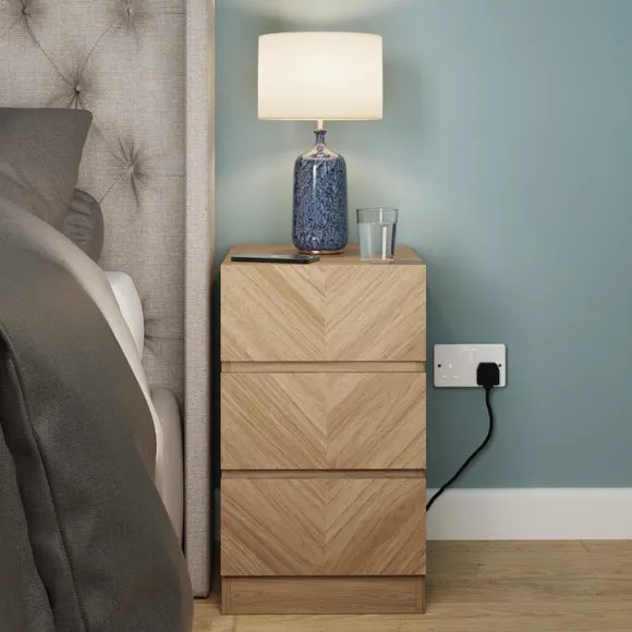 Taranto 3 Drawer Bedside Table 1