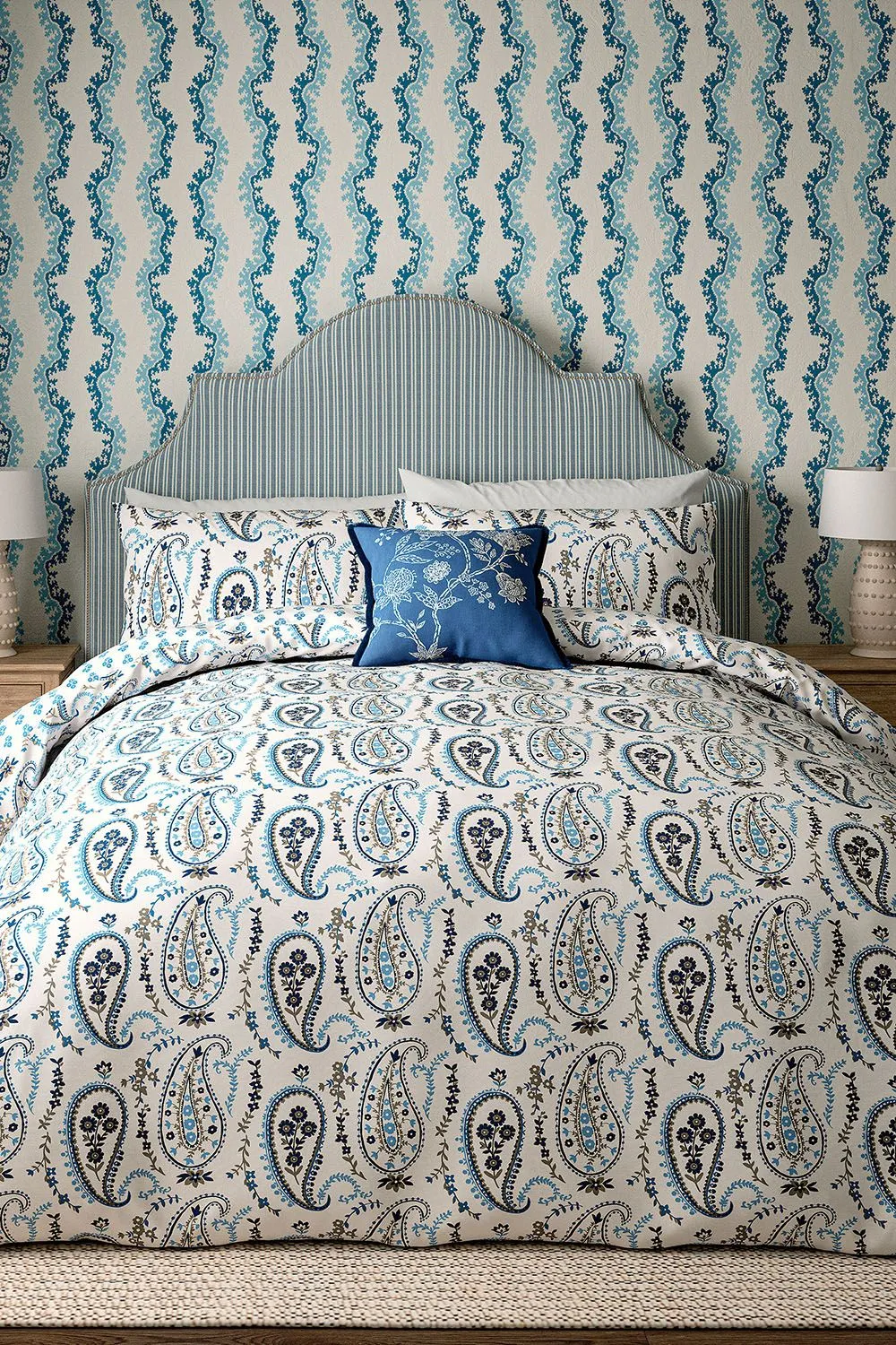 Sanderson 'Jamilia' Cotton Duvet Cover Set in Blue 1