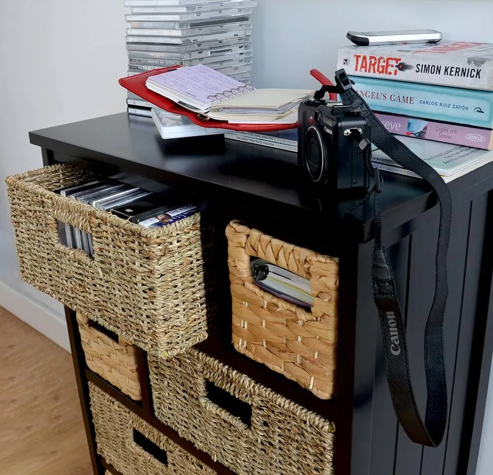 Statement Furniture Tetbury 8 Drawer Storage Unit Black with Hyacinth & Seagrass Baskets 6
